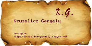 Kruzslicz Gergely névjegykártya